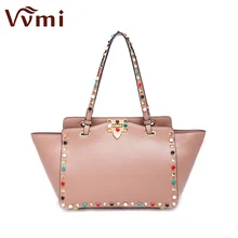 Фотография Vvmi women bag single shoulder colorful rivet handbags female famous brands luxury designers handbags 2016 new fashion star