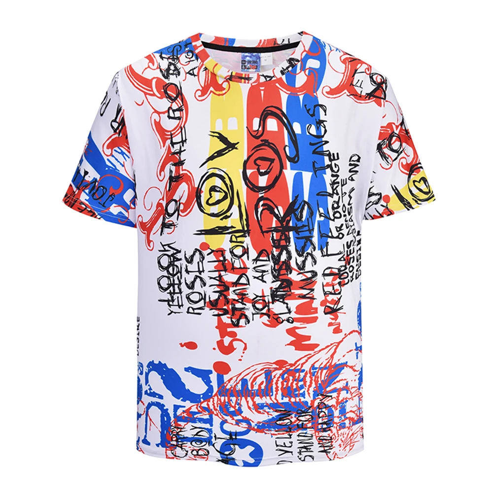 Летняя футболка в европейском стиле с рисунком граффити, 3D печать, большой размер, свободная футболка с короткими рукавами, косплей, унисекс костюм