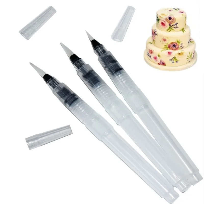 

3 pcs/set DIY Fondant Cake Decoration Coloring Water Painting Pen Plastic Watercolor Fondant Cake Decorating Baking Tools