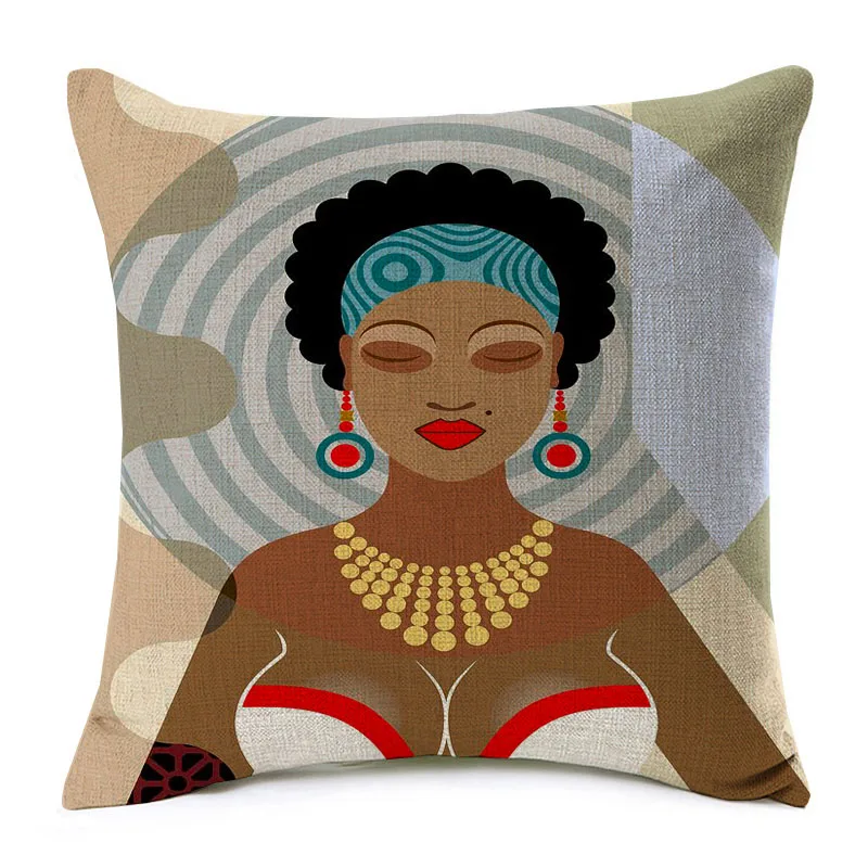Африканская леди танцующий Диван Декоративные подушки Чехлы Африка символы Современное украшение искусство белье Чехлы для подушек украшения в спальню - Цвет: 1