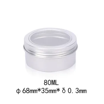 

30PCS 80ml 68*35mm open-window aluminum box pony mouth iron box small aluminum box sub-package box round cream lip free shipping