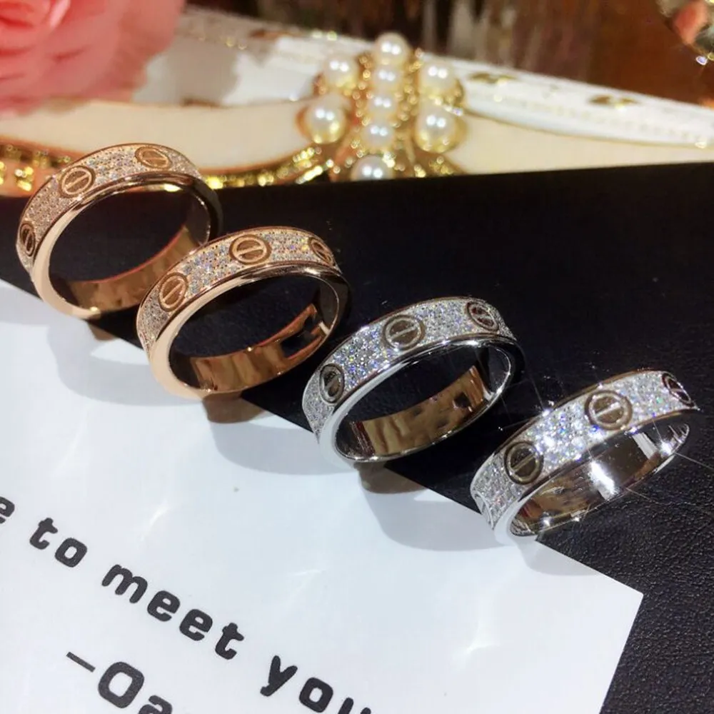 

Hot Rock Out High Quality Micro Pave CZ Rings Women & Men Rose Gold and White Colors 925 Sterling Silver Ring For Love Gift