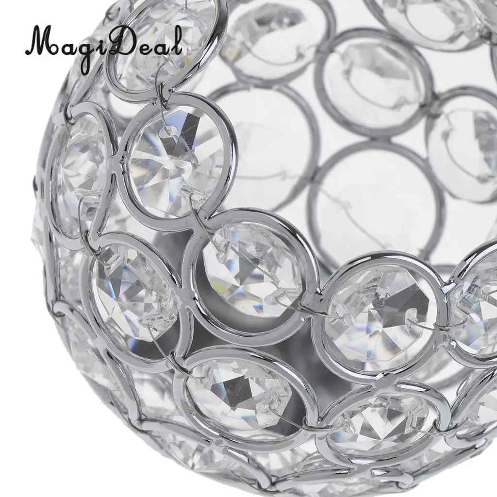 2x Crystal Bling Candle Holder for Wedding Party Dining Table DIY Decoration Dia. 8cm_ Silver