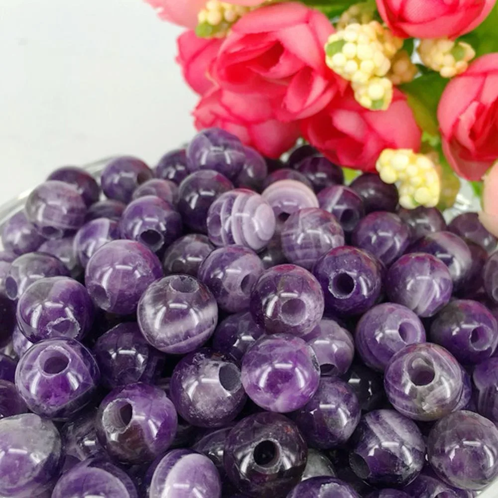 

Natural Purple Amethyst Stone Carved 10mm Quartz Sphere Ball Bead Reiki Healing Crystal Stones for Diy 3mm Hole 1pc