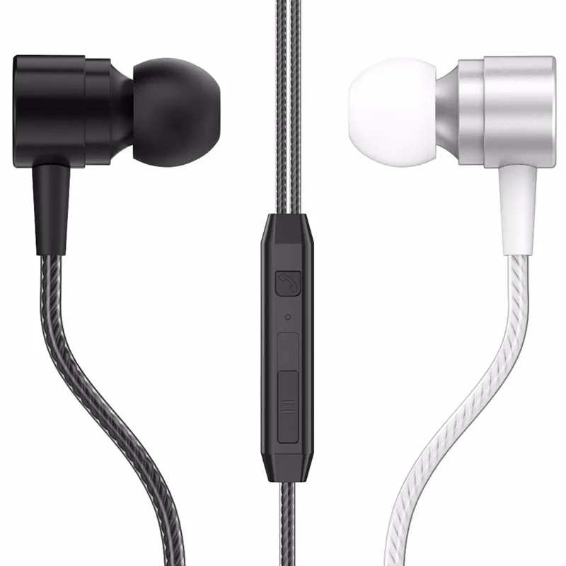 Mobile phone universal wired metal in-ear headphones subwoofer with microphone adjustable volume portable headset wire control w |