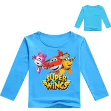 Новинка года, весенние детские футболки с длинными рукавами и рисунком «Супер Крылья» хлопковые топы для мальчиков, футболки для девочек, детская одежда Fille, костюм для малышей