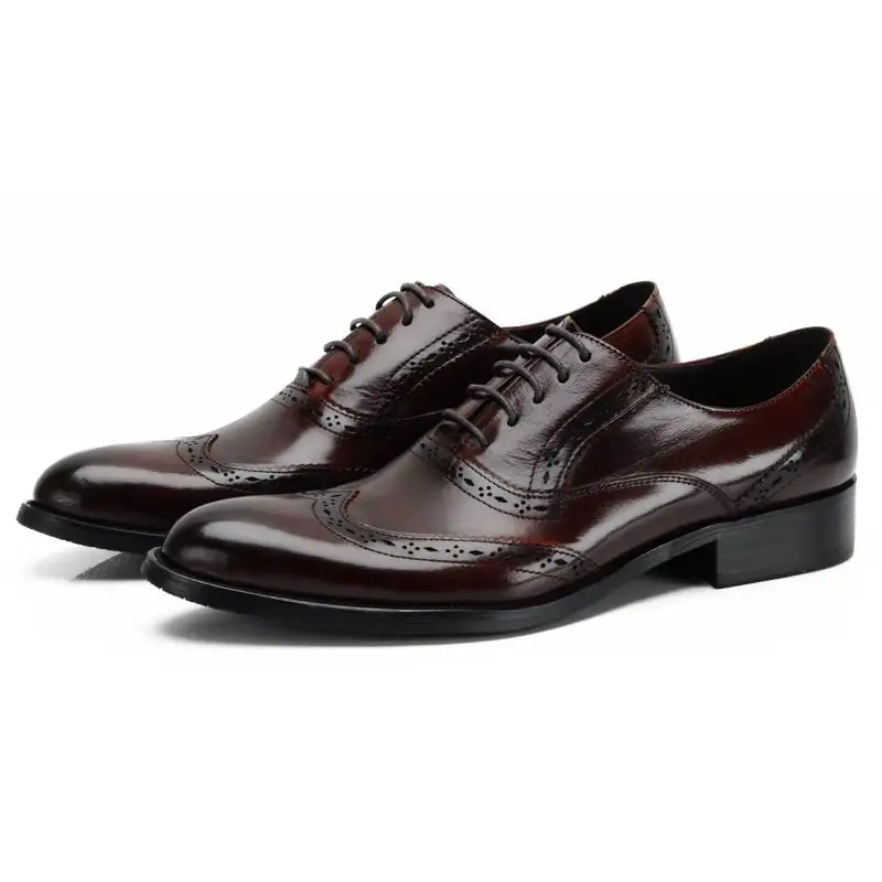 Cuero Negro Zapatos Errfc Punta 37 Ocio Marrón De Hombres Vestido marrón Británicos Brogue Negro Encaje 44 Nueva Estrecha Negocios Llegada qwppZI