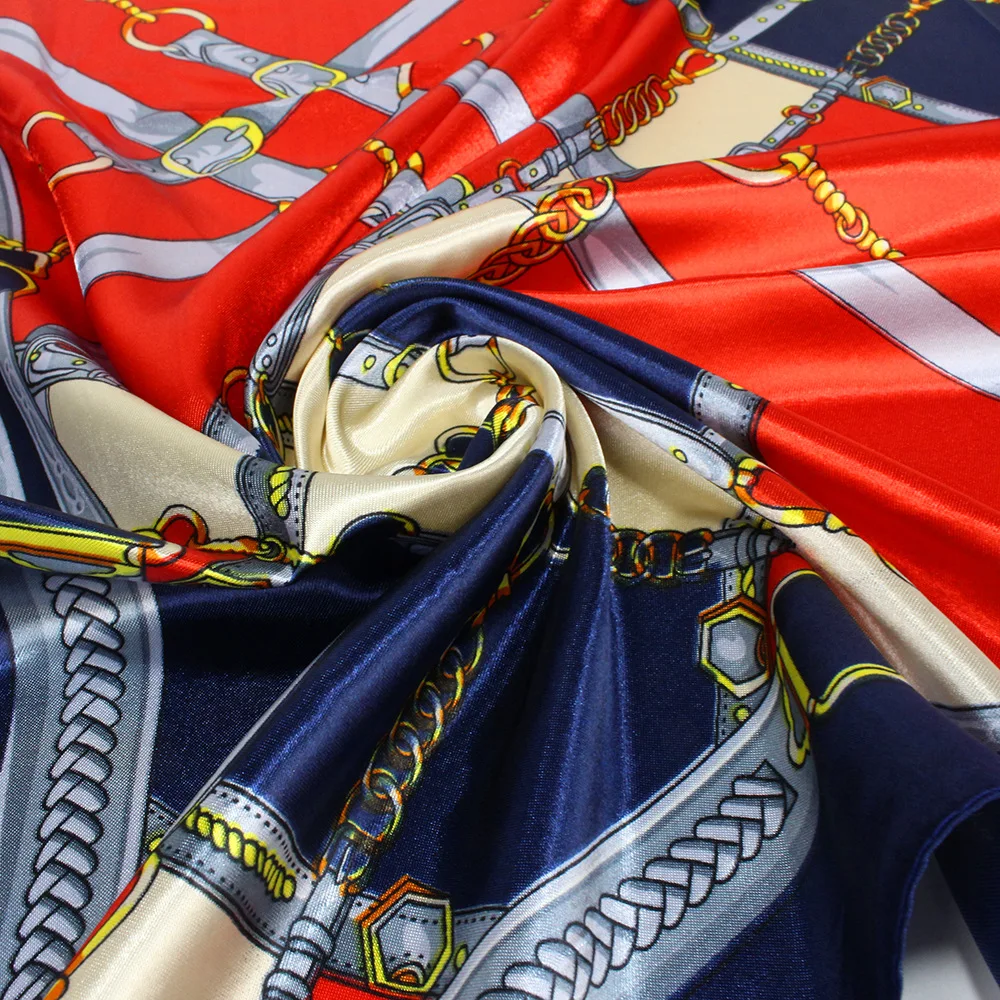 Женский Хиджаб Шарф Модный Имитация шелковых шарфов большой квадратный мусульманский шарф с принтом разных цветов Женская шаль