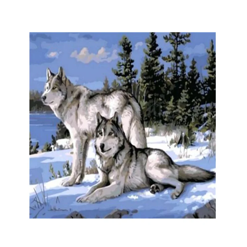 

Snow Wolf Twins Digital Diamond Painting On Canvas Paint DIY Kit Dropshipping FAS