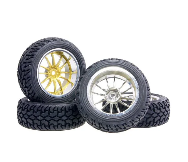 Cheap Free Shipping 4pcs 1/16 Rally Tire Buggy Off-road wheels tires for RC Car diameter 75mm width 28mm offset 3mm