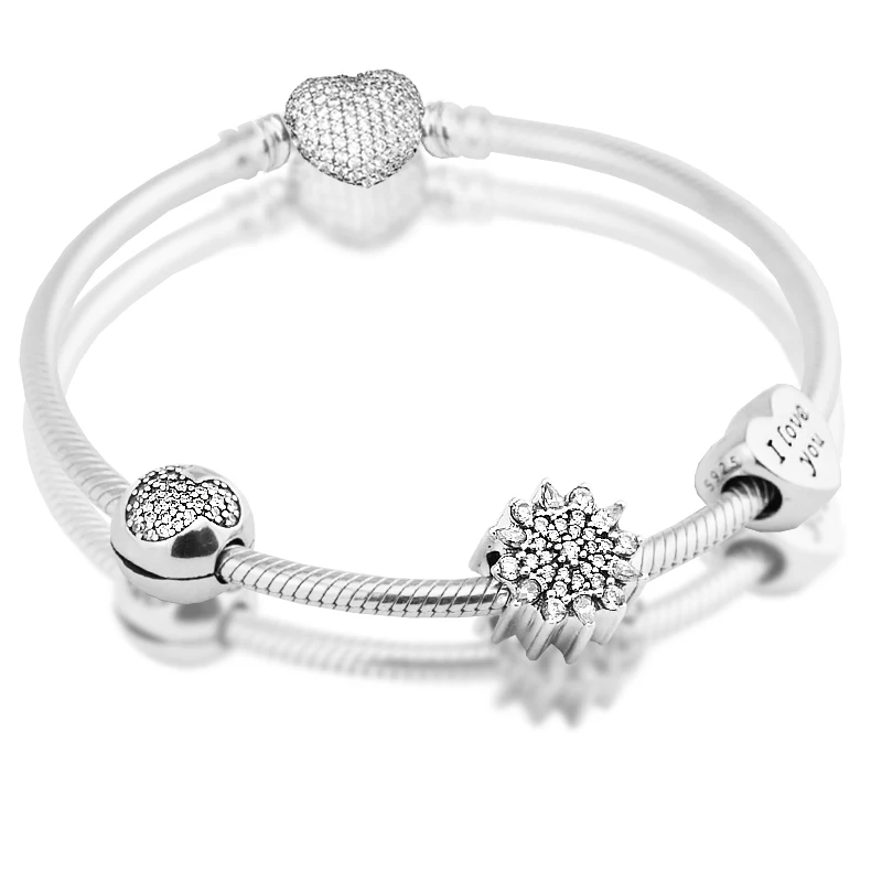 

Clasp Bracelets with 3pcs Beads in a set 100% 925 Sterling Silver Jewelry Free Shipping
