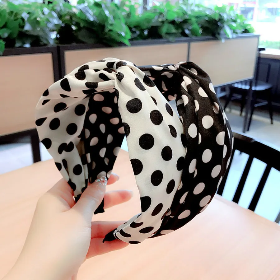 

2019 New Korea Style Headbands Cross Width Cute Wave Point Simple Fashion Headwear for Girl Women Trendy Hair Accessories