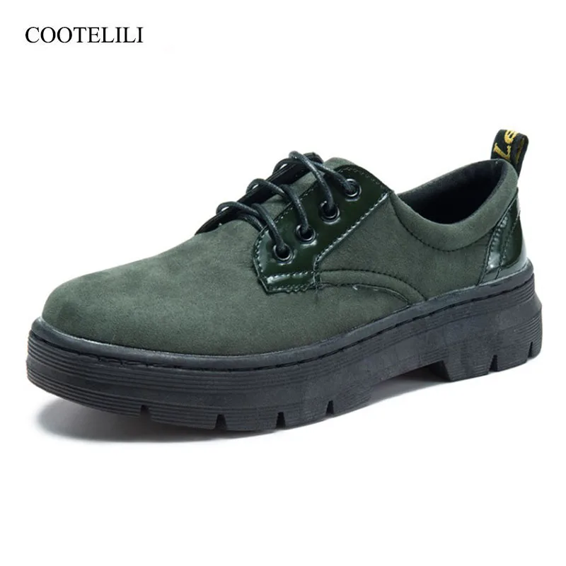 

COOTELILI Casual Suede Oxford Shoes For Women Winter Autumn Platform Flat Shoes Women Lace-Up Ladies Flat Shoes 35-39