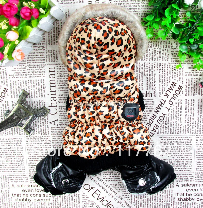 Retail pet dogs winter coat with Leopard design Free Shipping Dogs Clothes new clothing for dog