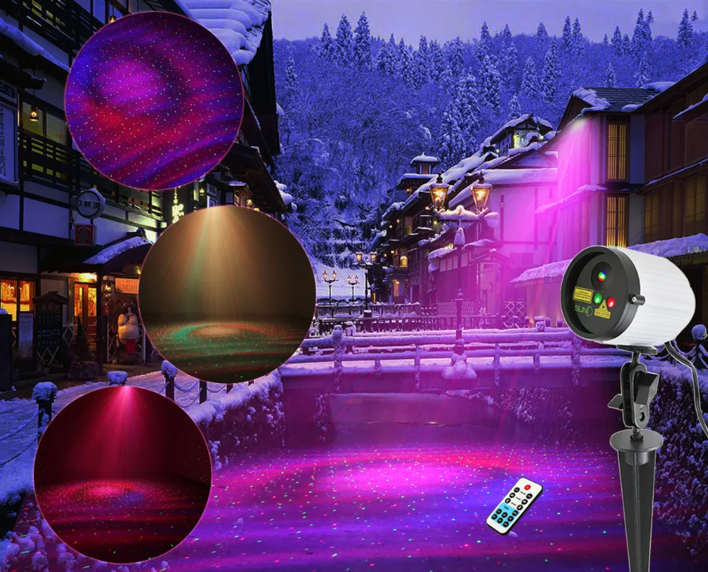 

SUNY Outdoor Laser Projector Waterproof Wave Full Color LED Light JF17L-S100RG Static RG Red Green Dots Star Pattern Xmas