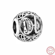 Сверкающие серебряные бусины 925 capitary H в винтажном стиле, прозрачный CZ DIY Fit PANDORA Подвески для женщин, ювелирные изделия, LE015-H