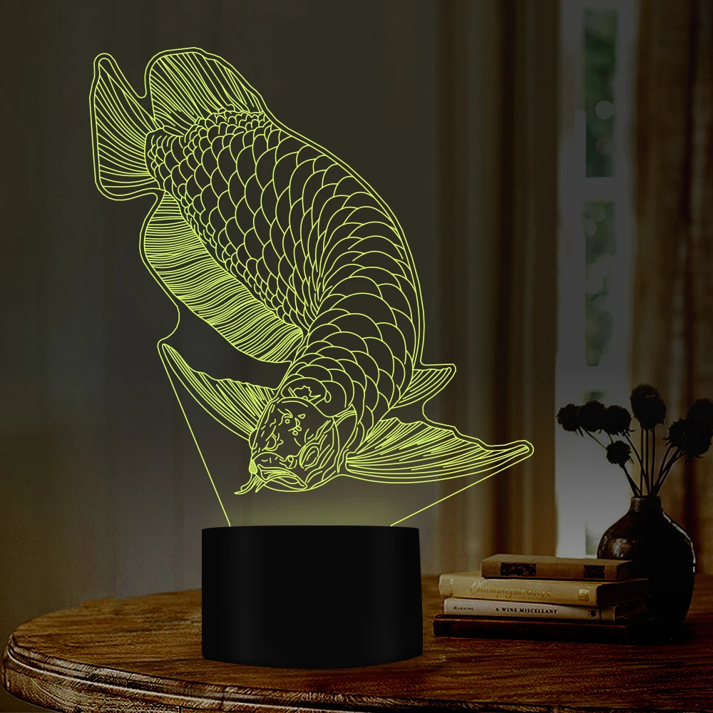 Ночная лампа Золотая Рыба arowana дизайн ночных ночей 7 меняющихся цветов идеальный