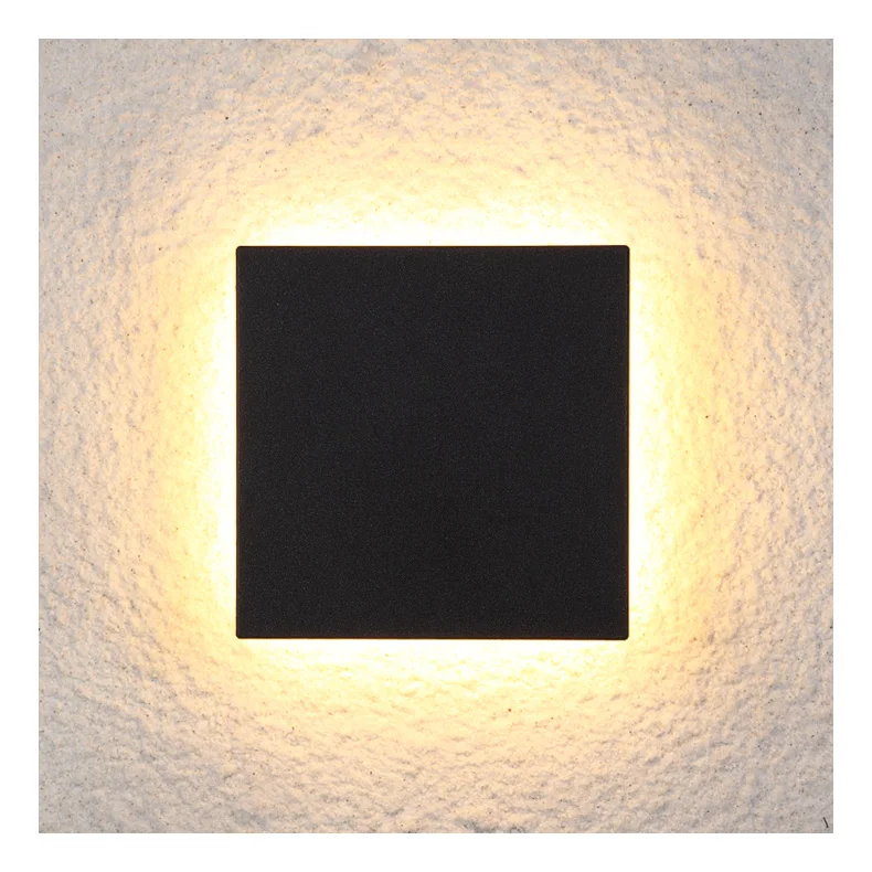 Luzes do Corredor Lâmpada de Parede Jardim ao ar Conduziu a Lâmpada Varanda Moderno Design Quadrado Montado Alumínio Pátio Livre Arandela Preto Led 14 Luminárias de parede externas