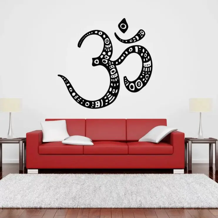 Yoga Studio Wall Decal Removable Om Stamp Vinyl Wall Sticker Religious