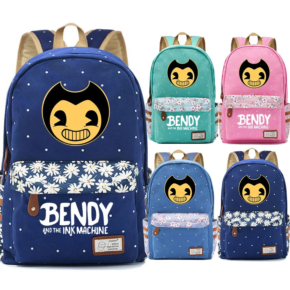 

Games hot and the Ink Machine Flowers Polka Dot Boy Girl School bag Women Bagpack Teenagers Schoolbags Canvas Ladies Backpack