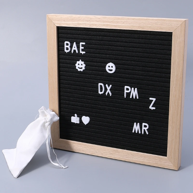 

2019 New Felt Message Board Decor Board Frame White Letters Symbols Number Characters Bag