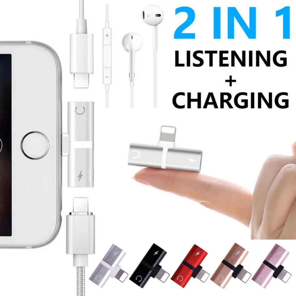 Goede Dual Bliksem Jack Audio Adapter Kabel Voor IPhone7 8 X Voor IOS Nieuwste Systeem 2 In 1 Opladen muziek Headset Adapter Kabel