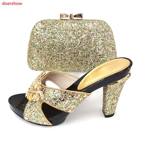 

doershow 2019 new arrive Shoe And Bag Set African party Shoe And Bag Sets Italy Women Shoe And Bag To Match For party!SXS1-17