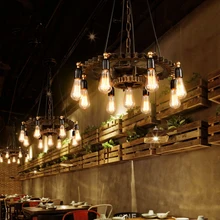 Creative loft pendant lamp vintage iron wood gear light bar study dining room living room restaurant cafe chandelier headlight Creative loft pendant lamp vintage iron wood gear light bar study dining room living room restaurant cafe chandelier headlight