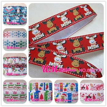 

Q&N ribbon 7/8inch 22mm deer Christmas day printed grosgrain ribbon 50yds/roll free shipping for hair bow hair tie