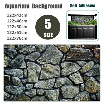 

5 Sizes Rock Stone PVC Aquarium Background Poster Fish Tank Wall Picture Landscaping Painting Decorations Self Adhesive