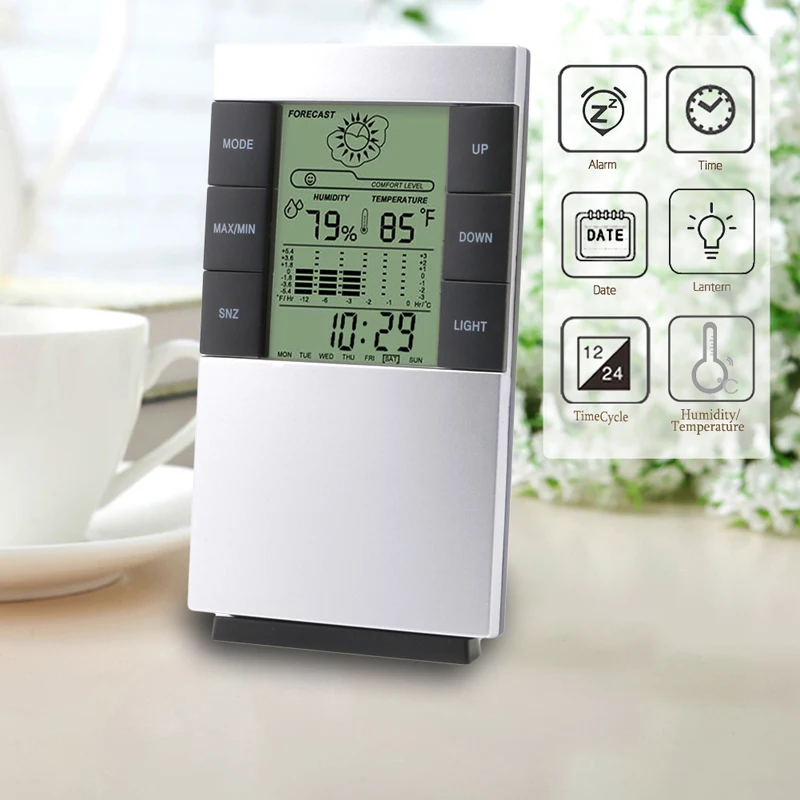 

[OOTDTY] Indoor Room Digital Hygrometer Thermometer Temperature Humidity Meter Clock On Sale