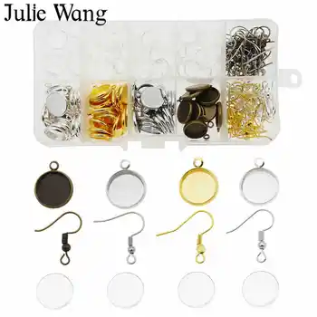 

Julie Wang 240PCS/Box Cabochons Base Setting With 12mm Glass Earring Hook Wire Accessory Set Necklace Earring Jewelry Making