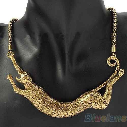 

Leopard Animal Pendant Collar Carved Necklace Chain Jewlery