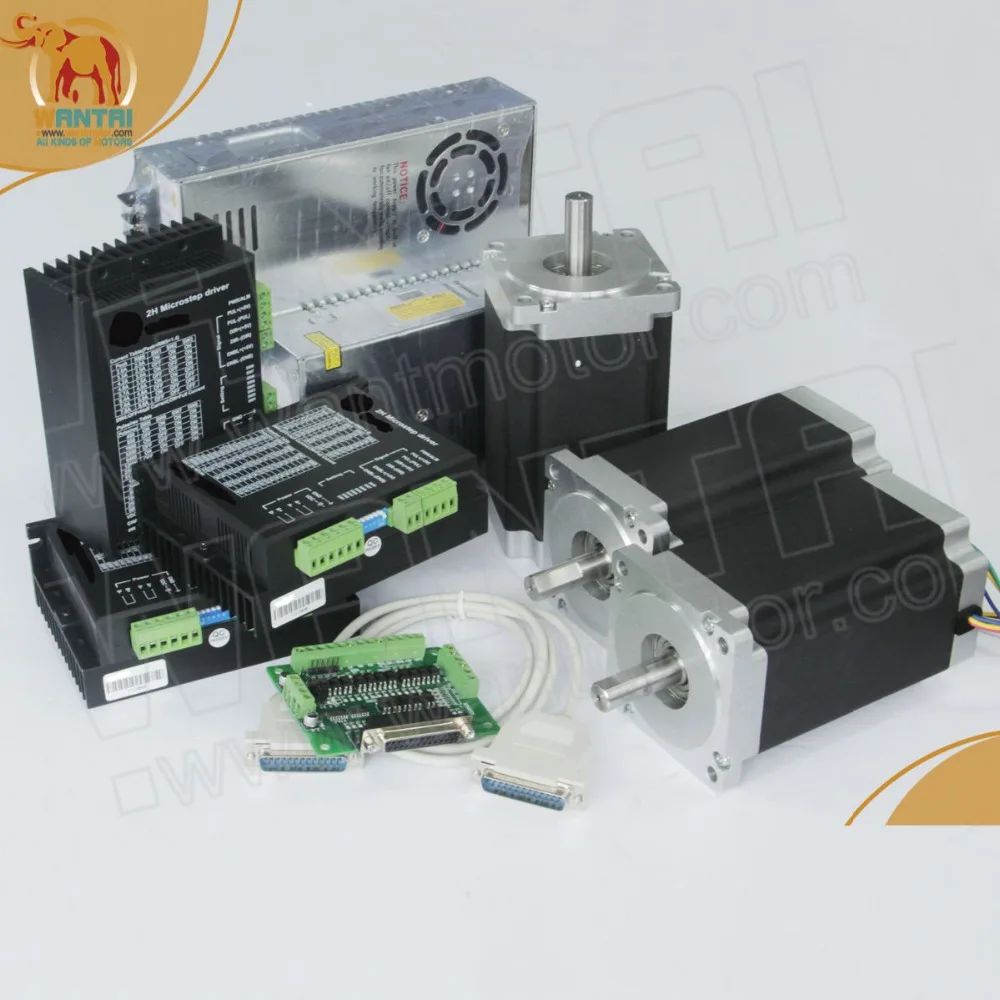 Wantai 3 оси Nema34 шаговый двигатель 85BYGH450C-012B двойной вал 1600oz-in + Драйвер DQ860MA 7.8A80V 256