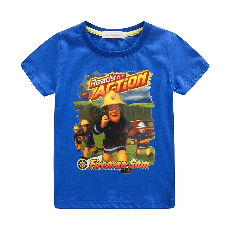 Детские летние футболки с короткими рукавами и 3D принтом пожарного Сэма одежда для детей футболки для малышей из хлопка ZA076