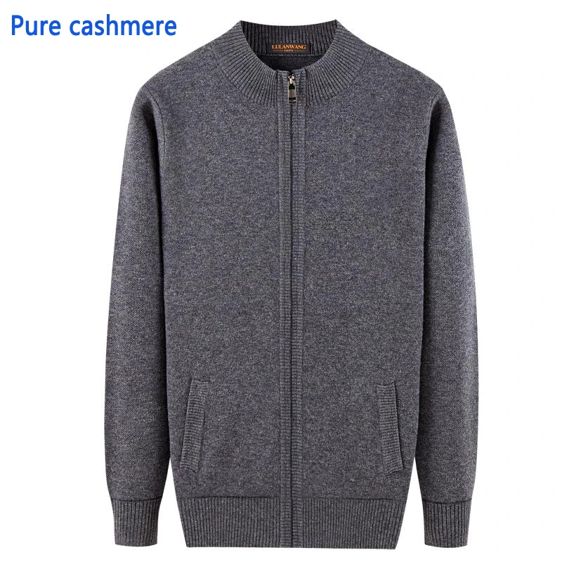 

new arrival fashion Thick 100% Pure Cashmere Sweater Male Zipper Cardigan Winter Coat Casual high quality plus size XS-4XL 5XL
