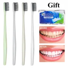 Y& W& F Прямая поставка 4 шт. Мягкая зубная щетка гигиена полости рта бамбуковый уголь зубная щетка сплошной цвет бесплатно Добавить 2 шт. отбеливание зубов полоски