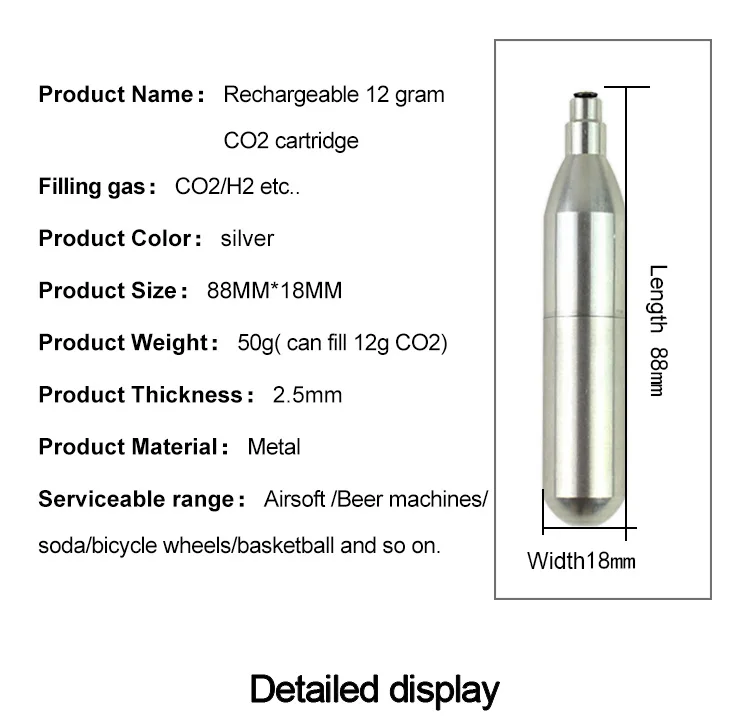 co2 cartridge sizes