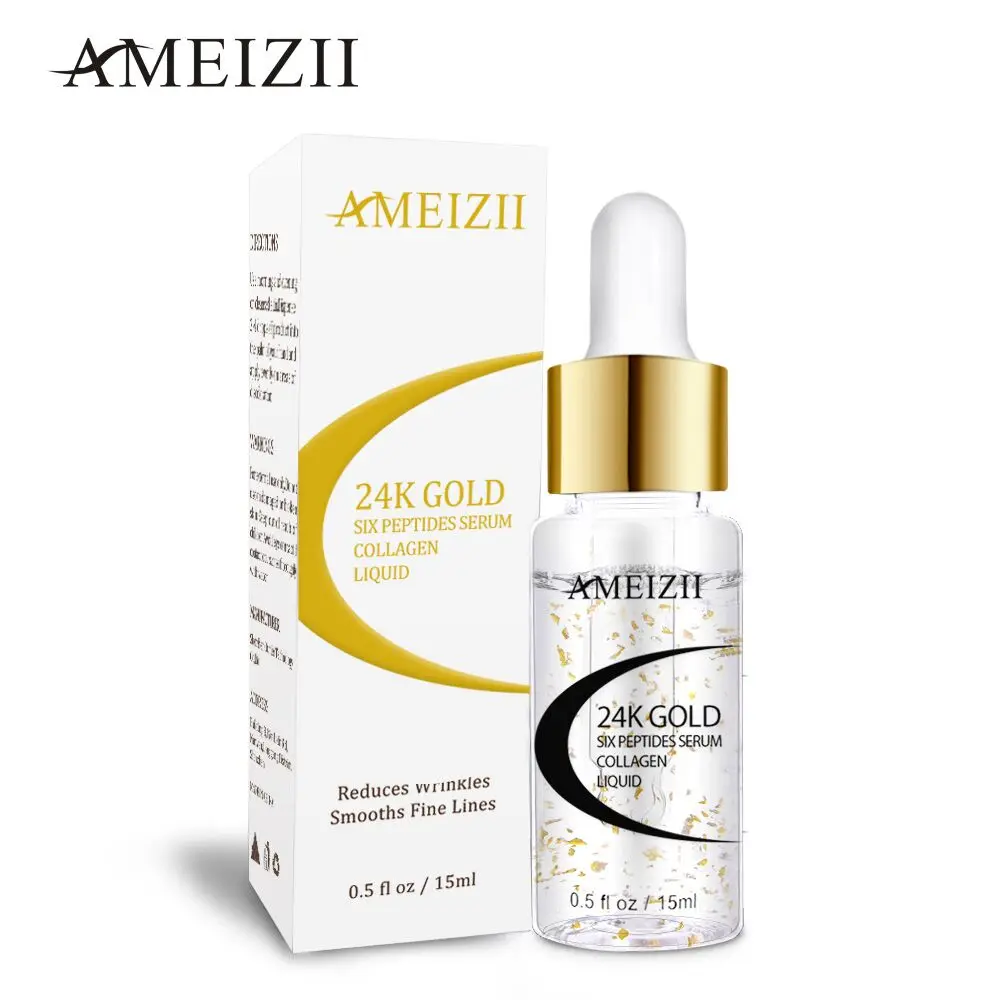 AMEIZII 24K Gold Six сыворотка с пептидами Anti Wrinkle Отбеливание Коллагена чистый крем для