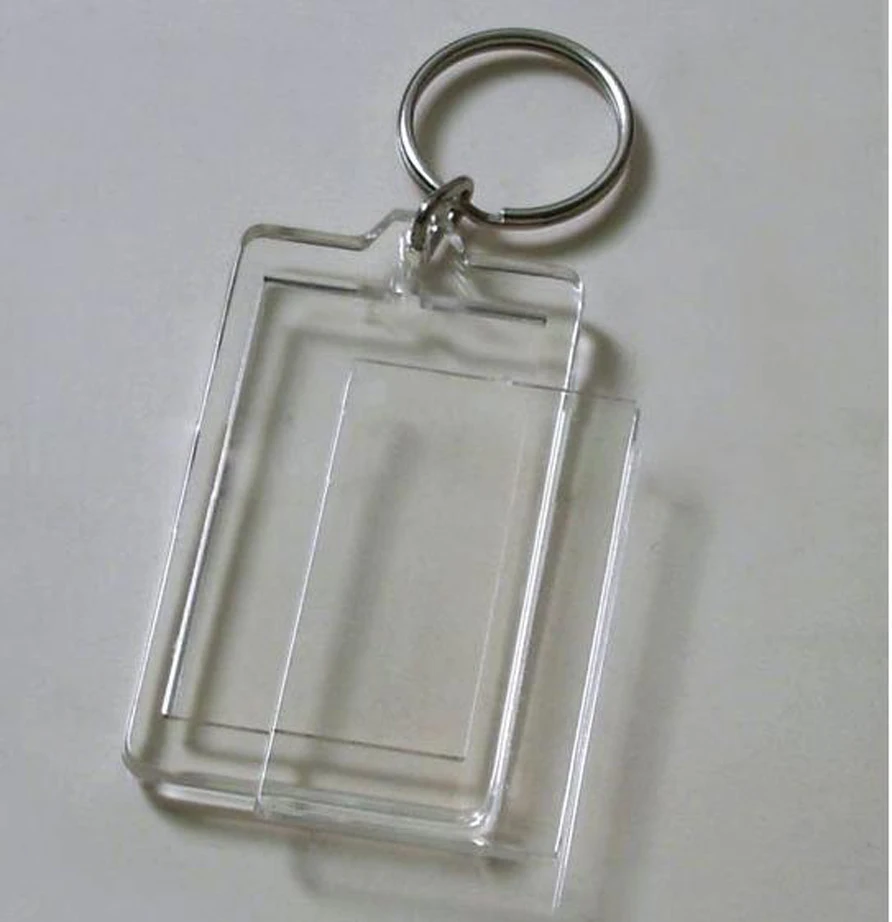 

200pcs Blank Acrylic Rectangle Keychains Insert 2"x 1.25"Photo Keyrings (Key ring chain)