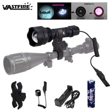 Led Tactical Hunting Flashlight Zoomable IR-501b 850/940nm Night Vision Gun Weapon Light+18650+Usb Charger+Pressure Switch+Mount uniquefire 1503 t50 ir 940nm infrared light 3 modes zoomable led flashlight scope mount charger pressure switch for hunting