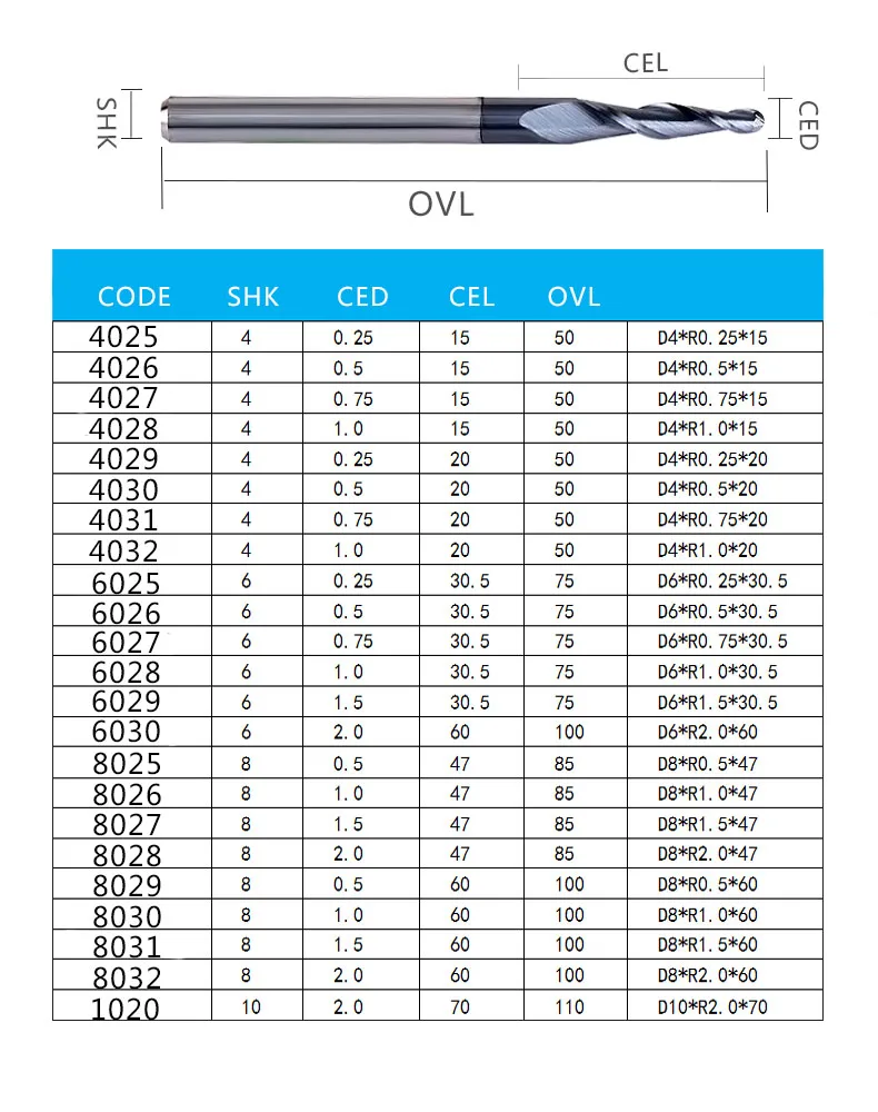 6 шт./лот 6 мм SHK нож "Gong" HRC55 твёрдый карбид-вольфрамовый покрытием с шариковым носиком и конические Концевая фреза конического типа ЧПУ Фрезерный резец инструмент