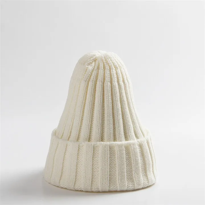 Одноцветная детская шапка, детская зимняя шапка, вязаная теплая шапка для мальчиков и девочек, шапка для малышей, кавайные Детские шапочки горрос - Цвет: baby white