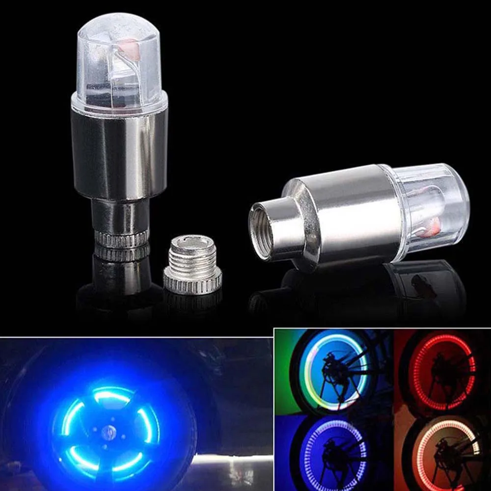 Excellent Hot Sale 1Pair Lightweight Alloy Universal Flashing Bulbs Car Motorcycle Wheel Lights Cap Cycling Bike Valve LED Light 5