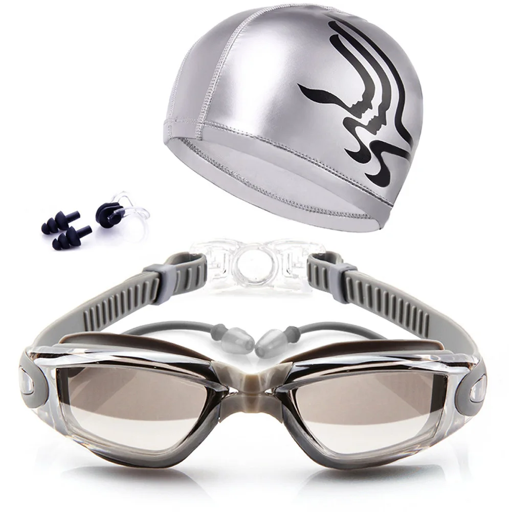

Newly Adult Swimming Glasses Kit Coated Lens Anti Fog Swim Goggles + Cap + Case + Nose Clip + Ear Plugs FMS19
