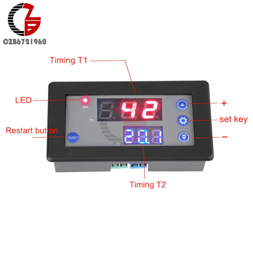 1500 Вт 10A 12 В реле задержки времени модуль двойной дисплей таймер реле времени задержки с будильником