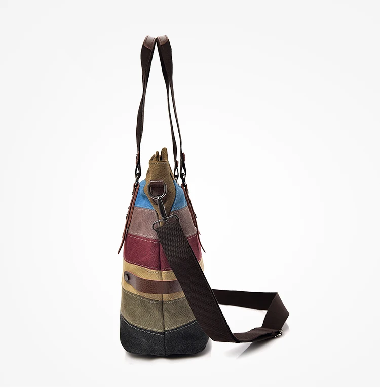 Новая мода Радуга для женщин сумки на плечо высокое качество холст повседневное женский в полоску Женская сумка кошелек 2019 лидер