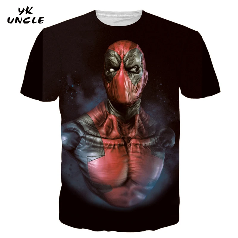 

YK UNCLE Brand Newest 2017 Men's Fashion Short sleeve Deadpool 3D Print T-shirt Clothing Fun Tee Shirts Hipster O-neck Cool Tops