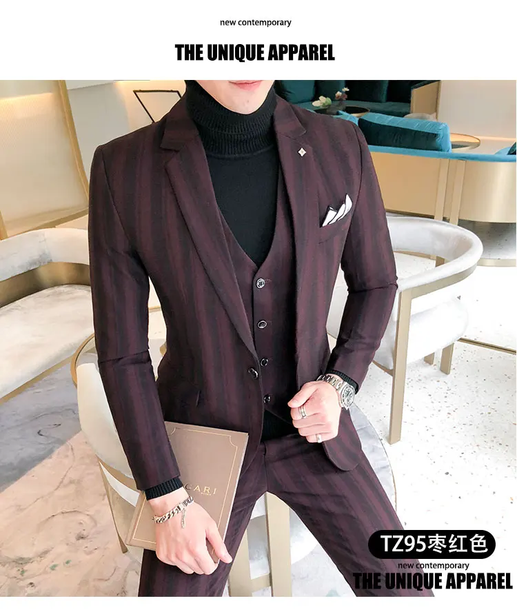 3piece Men Suit Fashion Plus Size Autumn Wedding Suits For Men Slim Fit Casual Groom Tuxedo Young Man Formal Wear 5XL-S Hot