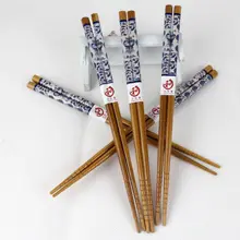 5 пар Китайский Винтаж деревянный Палочки китайские с цветной рисунок или узор